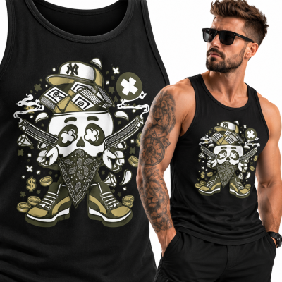 TANK TOP  ANIMOWANY SKULL GANGSTER